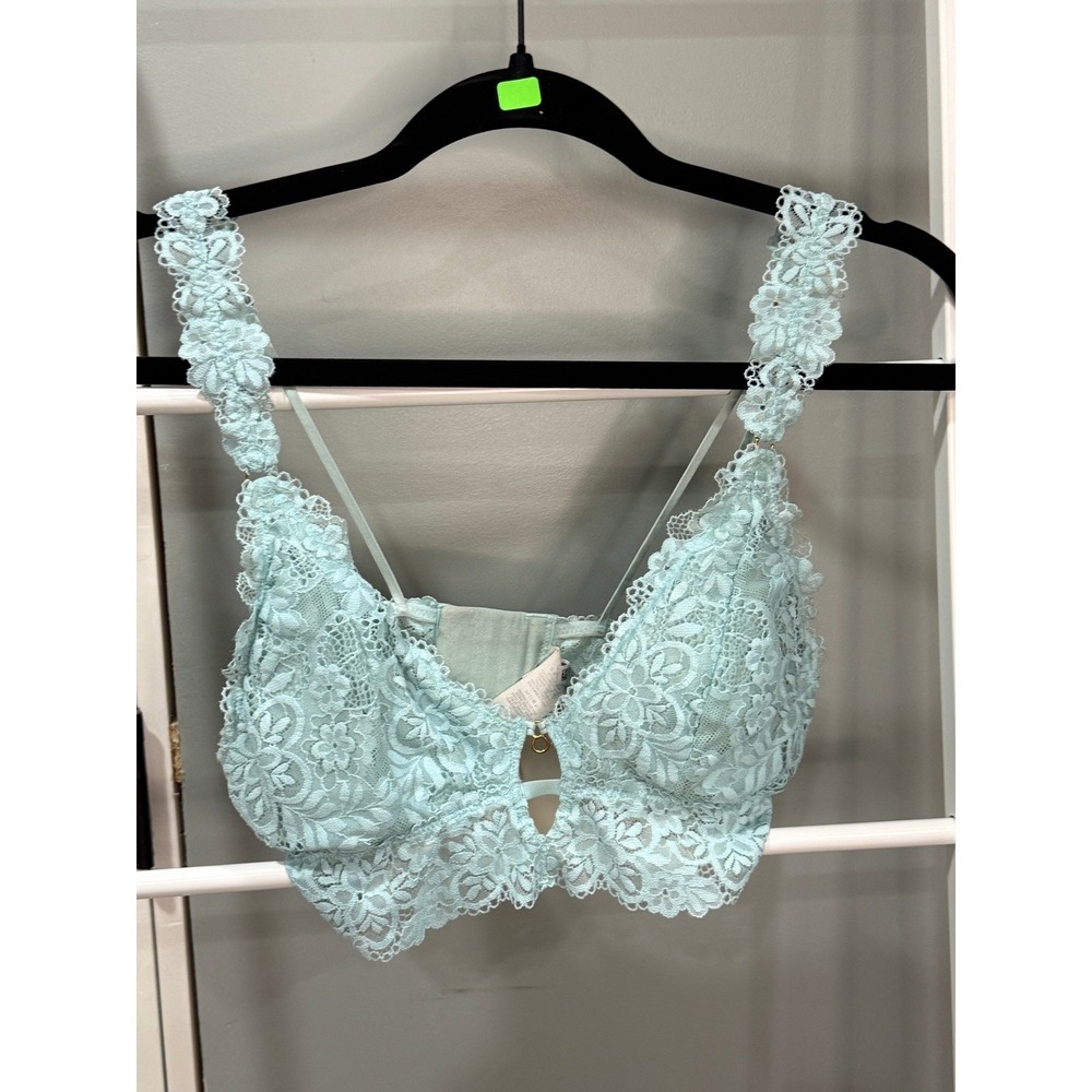 Aerie Real Good Mint Green Floral Lace Longline Bralette M Cottagecore Coquette
